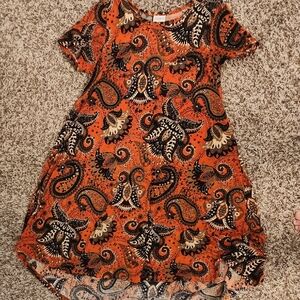 LULAROE Carly Paisley Print Dress - Orange and Black